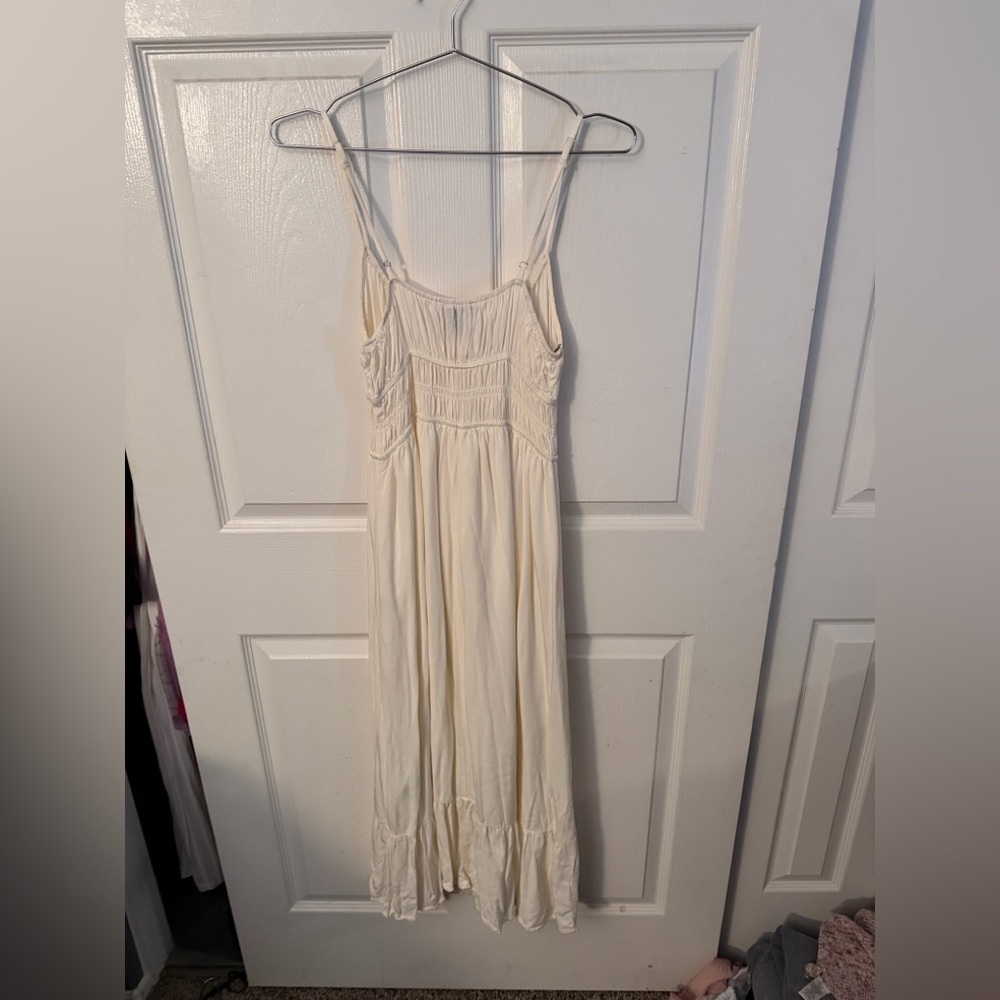 Elegant Cream Spaghetti Strap Dress